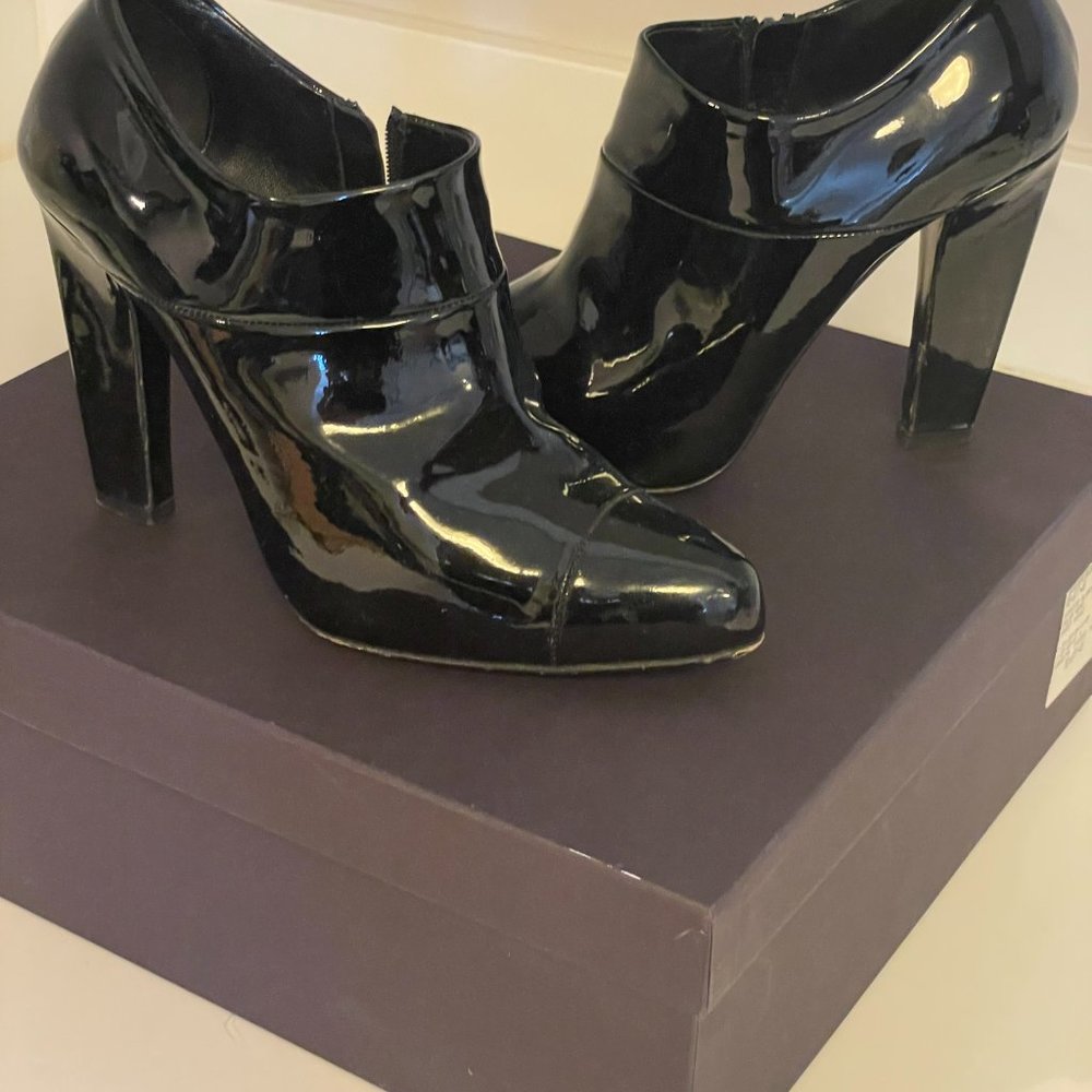 Prada black patent leather booties size 39 (8 - 8 1/2 US)